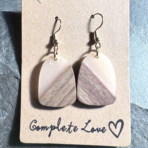 Gorgeous Handcrafted Rectangle Resin & Wood Earrings